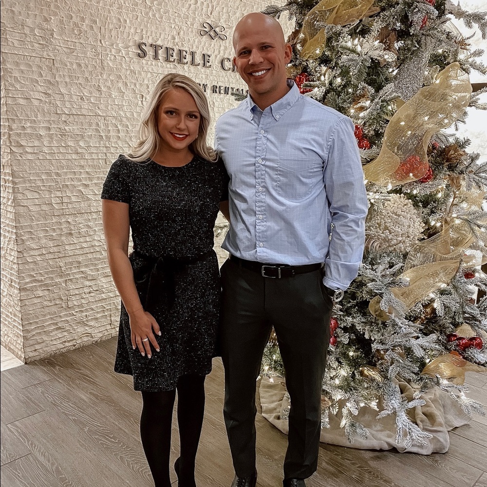 Black & White Christmas Dress with a Velvet Tie